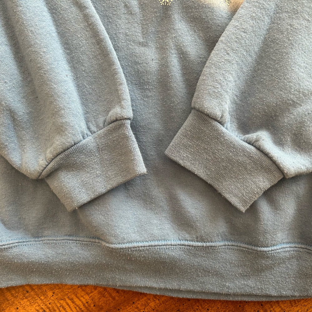 Vintage Jerzees Crewneck Sweatshirt Womens Large Blue Cat with Snowflakes - Picture 5 of 12